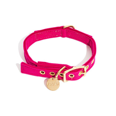 Pink Washable Velvet Cat & Dog CollarDog CollarsFound My AnimalXS