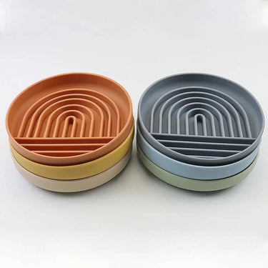 Rainbow Silicone Slow Feeder Lick Mat with Suction tan