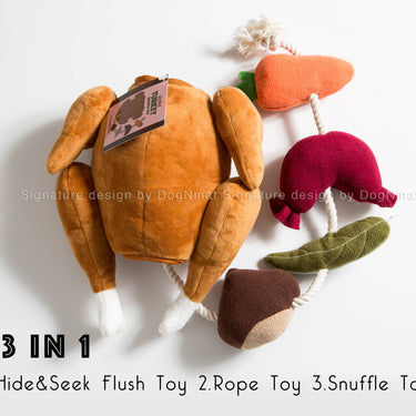 Stuffed Turkey Snuffle Dog Toy-3 in 1 Hide and Seek toy