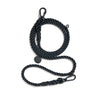 "Matte Black Rope Dog Leash by Found My Animal, handcrafted from marine-grade rope with adjustable solid brass bolt snaps for strength and durability."

