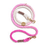 Cotton Candy Cotton Rope Dog Leash by Found My Animal, featuring a soft pastel ombre design with durable bolt snap hardware, laid out elegantly.
