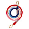 Red, White & Blue Rope Dog Leash by Found My Animal, featuring solid brass hardware, marine-grade rope, and an adjustable design to promote pet rescue and adoption.