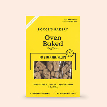 Oven baked -Bocce's Bakery Oven Baked Wheat-Free Pb + Banana Recipe Dog Treats