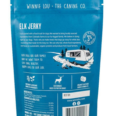 Close-up of elk jerky treats, showcasing their rich texture and organic herbs like rosemary and oregano for added flavor and antioxidants