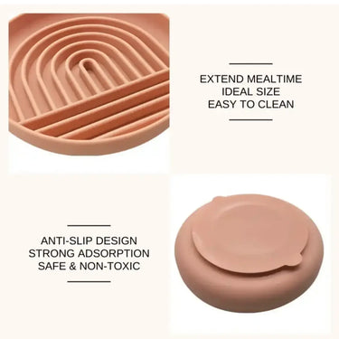 Rainbow Silicone Slow Feeder Lick Mat with Suction tan