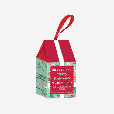 Bocce's Bakery Merry Fish-Mas Ornament Salmon & Sweet Potato Limited Ingredient Crunchy Cat Treats,