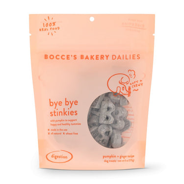 BYE BYE STINKIES - Bocce's Bakery Dailies Bye Bye Stinkies Pumpkin + Ginger Recipe Dog Treats