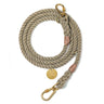 Dark Tan Rope Dog Leash – Adjustable, handcrafted marine-grade rope leash with solid brass bolt snaps, designed for durability and style.