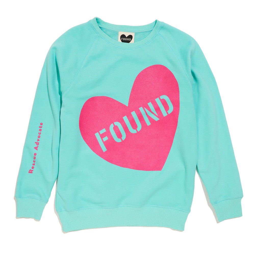 Found My Animal Big Full Heart Sweatshirt, Aqua + FuchsiaBig Full Heart SweatshirtsFound My AnimalXS