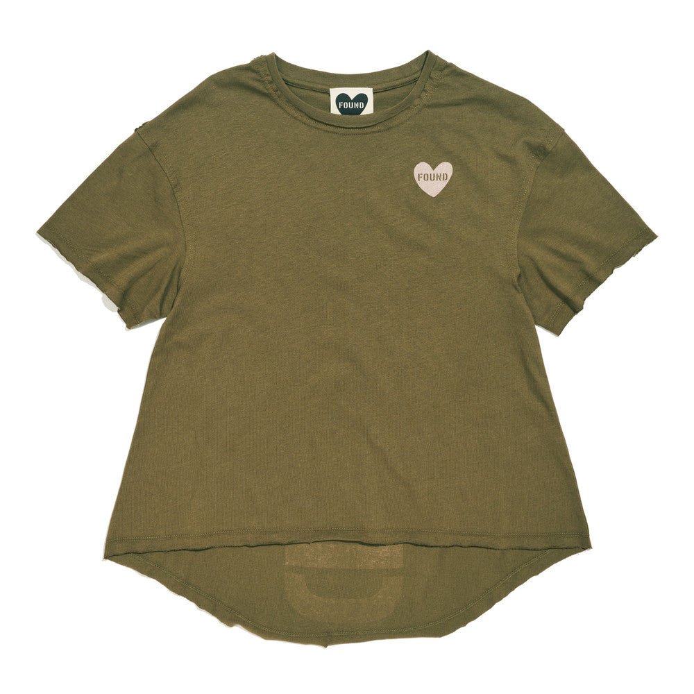 Found My Animal Big Full Heart T-Shirt, Army + BlushBig Full Heart T-ShirtsFound My AnimalXS