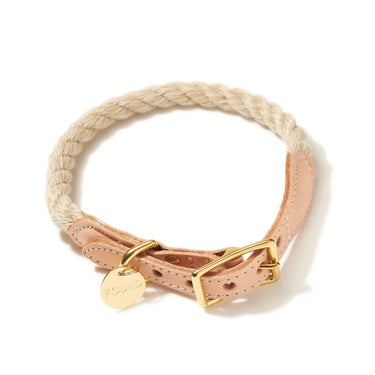 Light Tan Rope & Leather Cat & Dog CollarDog CollarsFound My AnimalXS