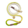 Lime Cotton Rope Dog Leash by Found My Animal, available in Small, Medium, and Large sizes, featuring a bright lime green tone, solid brass bolt snaps, and an adjustable design for stylish and secure walks