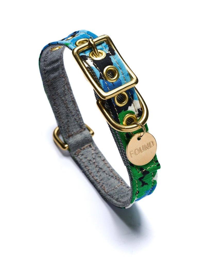 Limited Edition Vintage Floral Dog & Cat Collar, BlueDog CollarsFound My AnimalXS