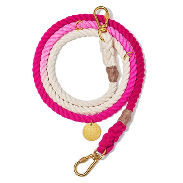 Magenta Ombre Cotton Rope Dog Leash by Found My Animal, handcrafted with solid brass bolt snaps, adjustable for multiple wearing options