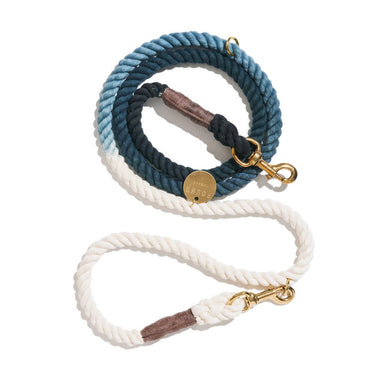 "Marine Green Cotton Rope Dog Leash by Found My Animal, handcrafted from marine-grade cotton rope with adjustable solid brass bolt snaps for strength and security."