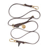 Brown 7ft water-resistant dog leash by Found My Animal, made from durable rubber-coated webbing with brass lockable carabiners, designed for adjustable, hands-free, and multi-dog walking. Supports pet rescue and adoption.