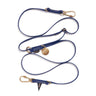 Navy 7ft water-resistant dog leash by Found My Animal, featuring rubber-coated webbing, brass lockable carabiners, and an adjustable design for hands-free and multi-dog walking. Supports pet rescue and adoption.







