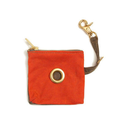 Orange Waxed Cotton Canvas Poop Bag DispenserPoop Bag PouchesFound My Animal