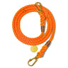 Rescue Orange Rope Dog Leash by Found My Animal, crafted from marine-grade rope with solid brass hardware, adjustable for versatile wear, and designed to support pet rescue and adoption awareness.