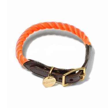 Rescue Orange Rope & Leather Cat & Dog CollarDog CollarsFound My AnimalXS