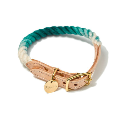 Teal Ombre Cotton Rope Cat & Dog CollarDog CollarsFound My AnimalXS